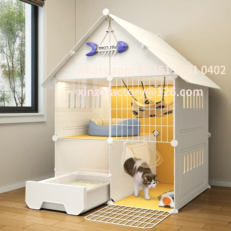 

Customizable cat cage, household indoor cat house with litter box