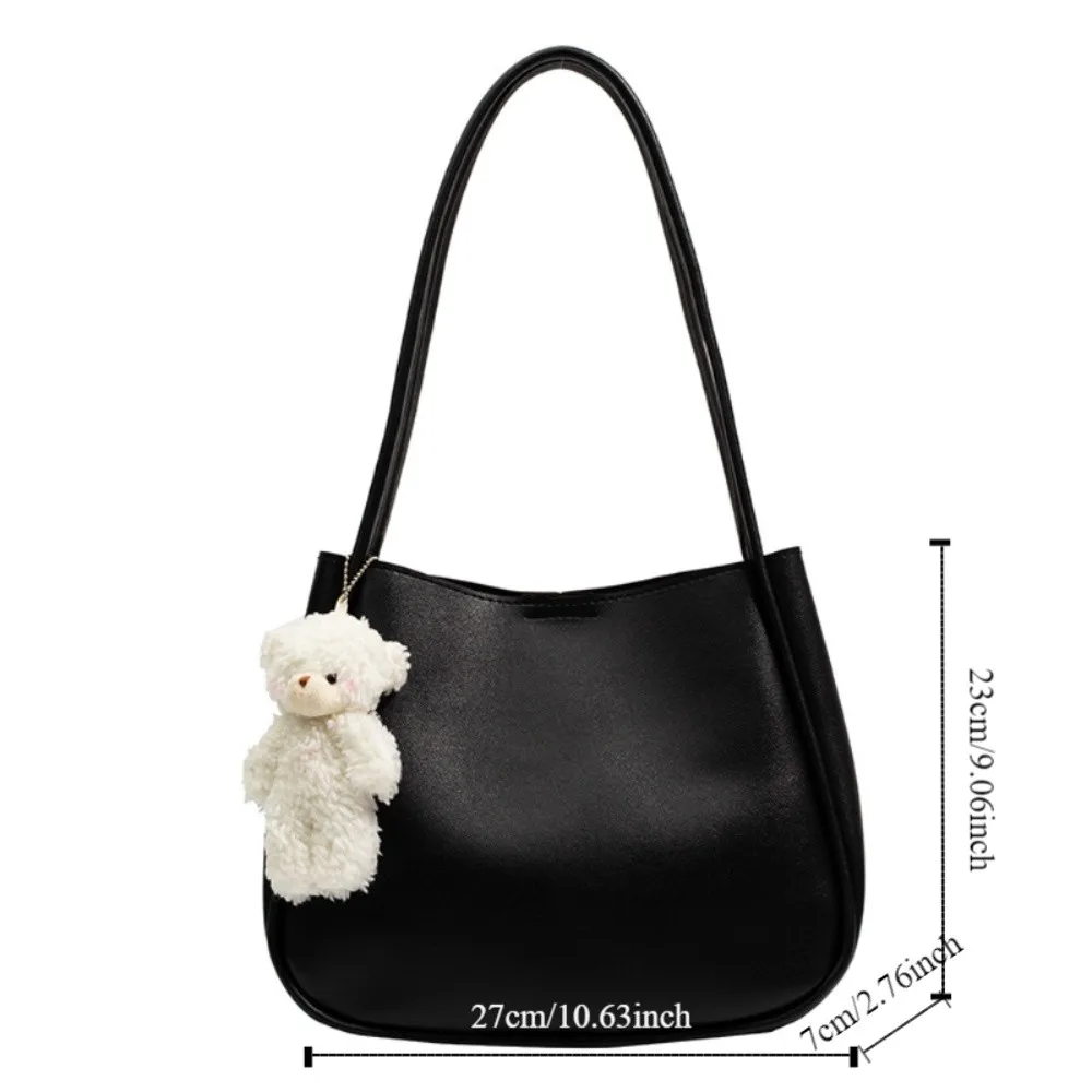 شعبية الكورية نمط بو الجلود حقيبة كتف بلون سعة كبيرة حقيبة تحت الإبط لينة مع الدب قلادة حمل حقيبة السفر #6