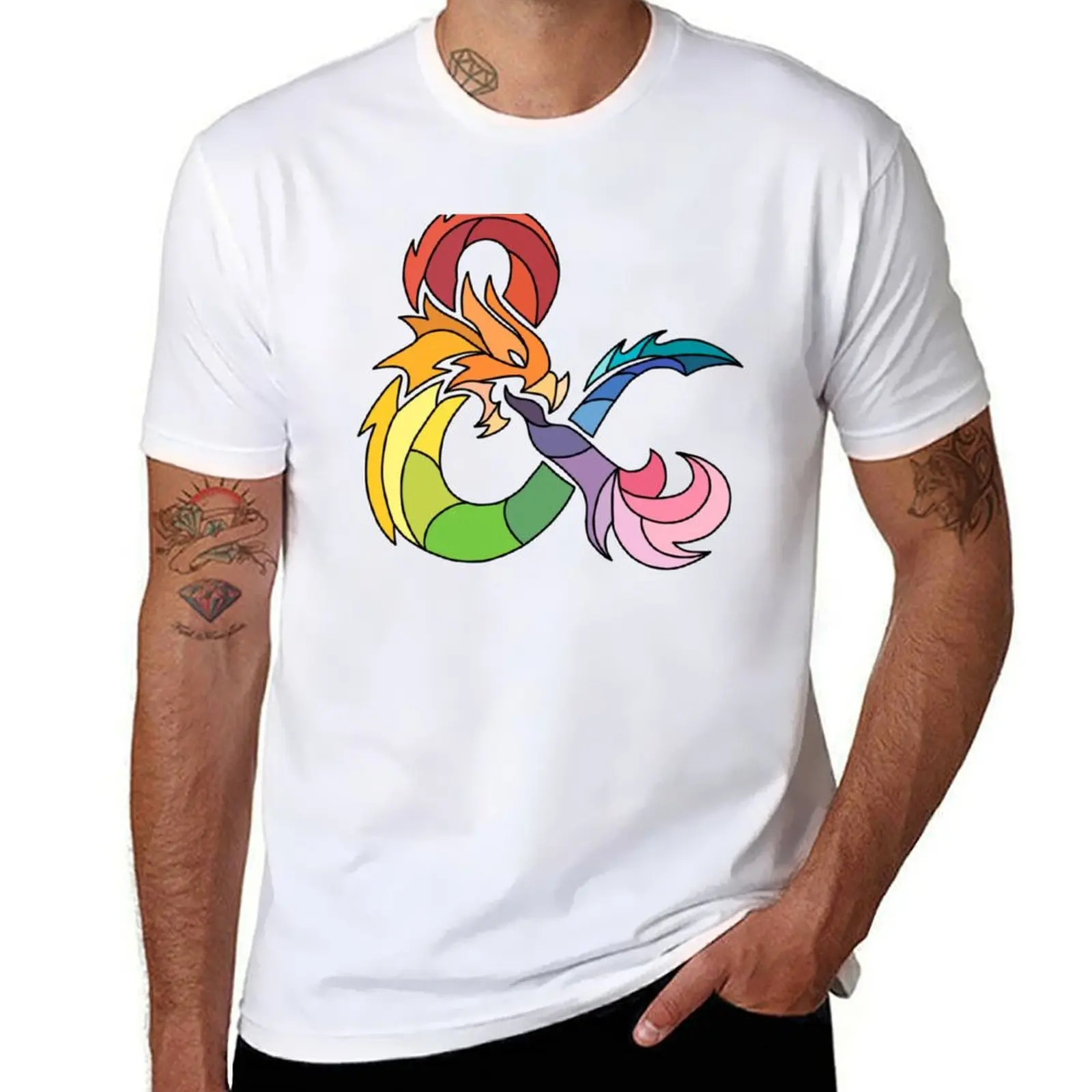 

Rainbow Ampersand Dragon T-Shirt t shirts for man cotton soft funny t shirts cotton T-Shirt