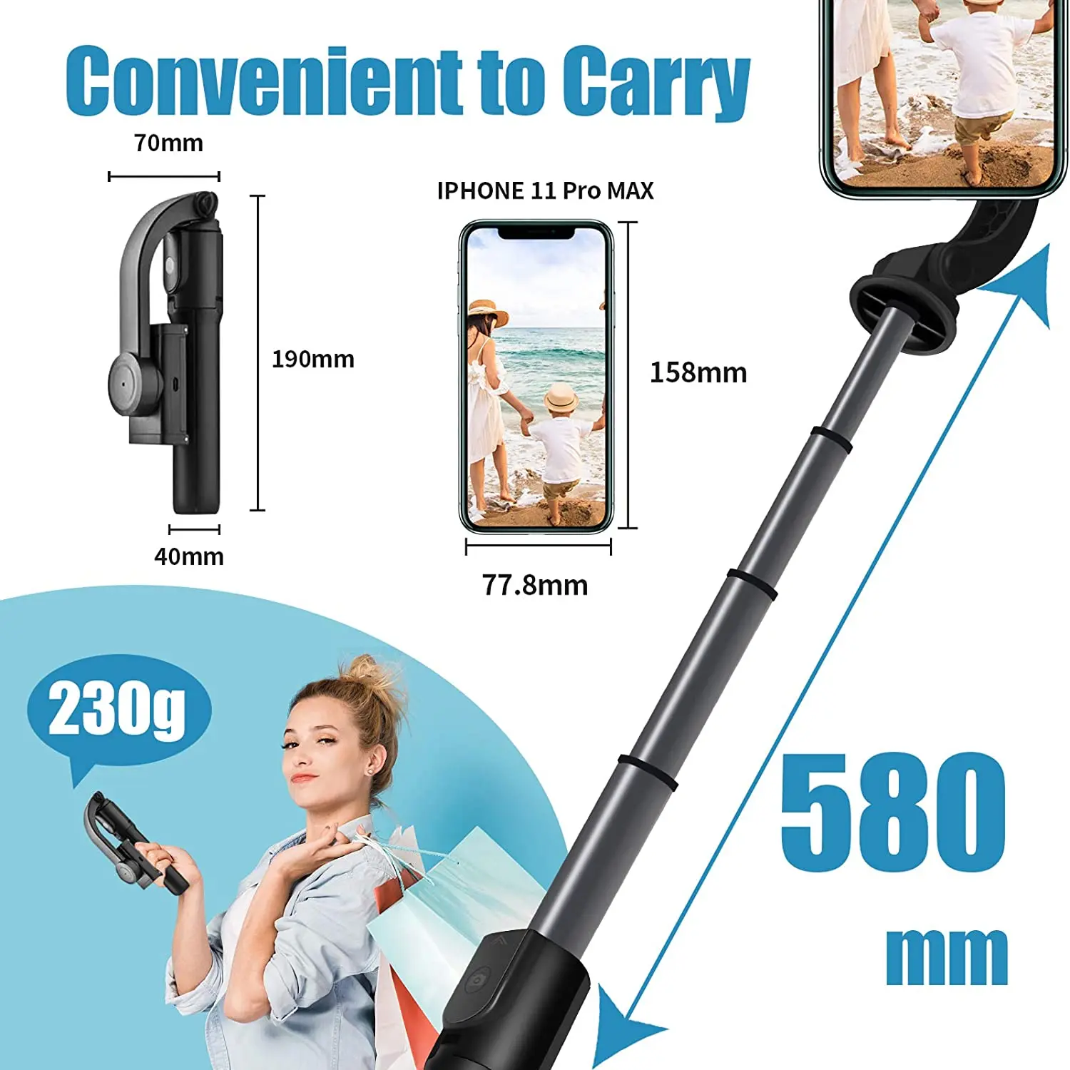 Handheld Gimbal Stabilizer Selfie Sticks Camera Aluminum Alloy Usb Anti-shake Remote Control Zoom For Smartphone Gopro H5 Tripod