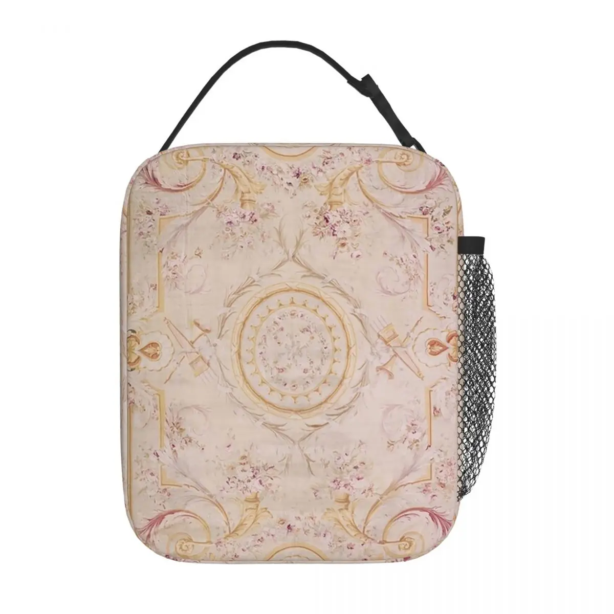 Antique French Aubusson Rug Print Insulated Lunch Bag for Women Kids Portable Food Boxes Thermal Lunch Box Tote