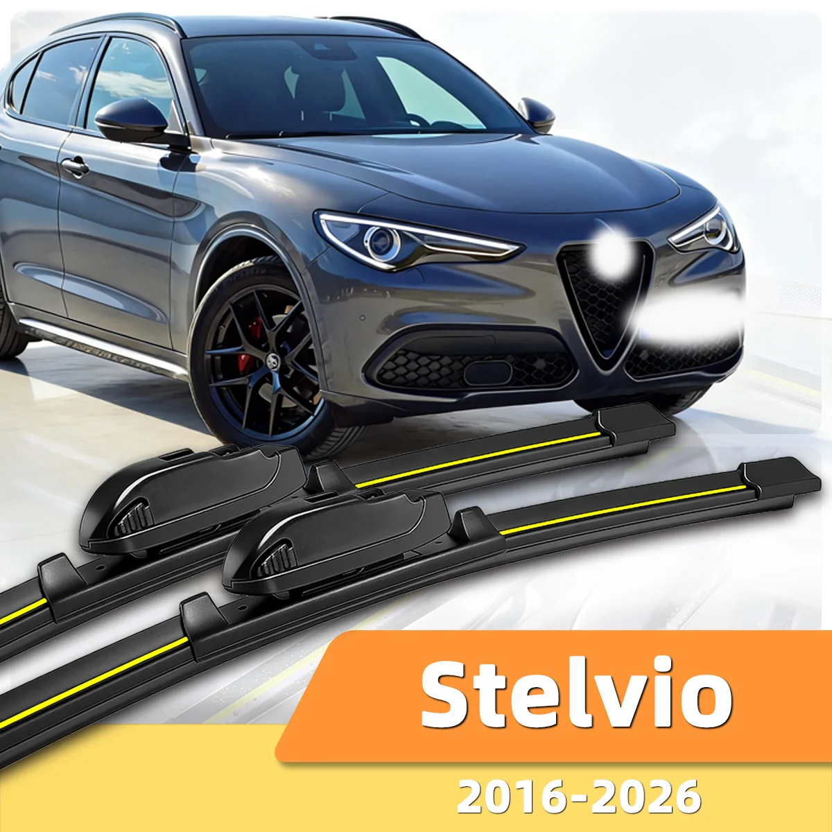 

﻿2PCS Car Windshield Wiper Fit For Alfa Romeo Stelvio (2016-2026)Car Windshield Boneless Silent Front Wiper Natural Rubber Strip