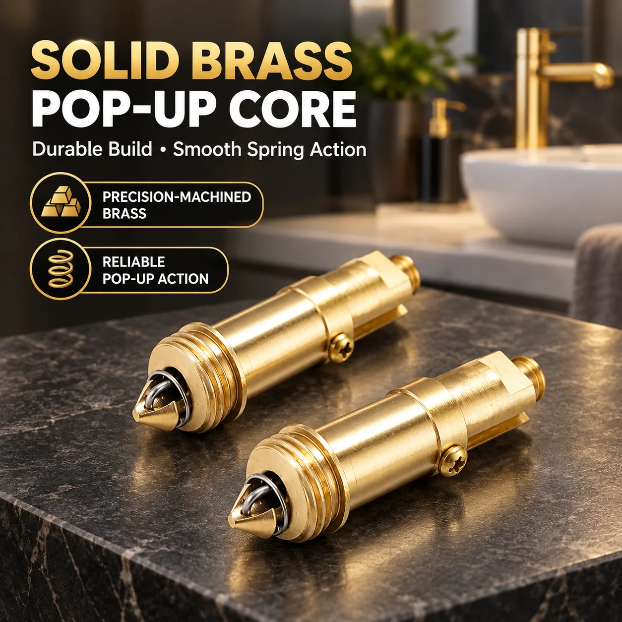 1pc/2pcs Brass Universal Spring Loaded Easy Jump Up Bathroom Sink Basin Drain Plug Bounce Valve  Shower Accessories