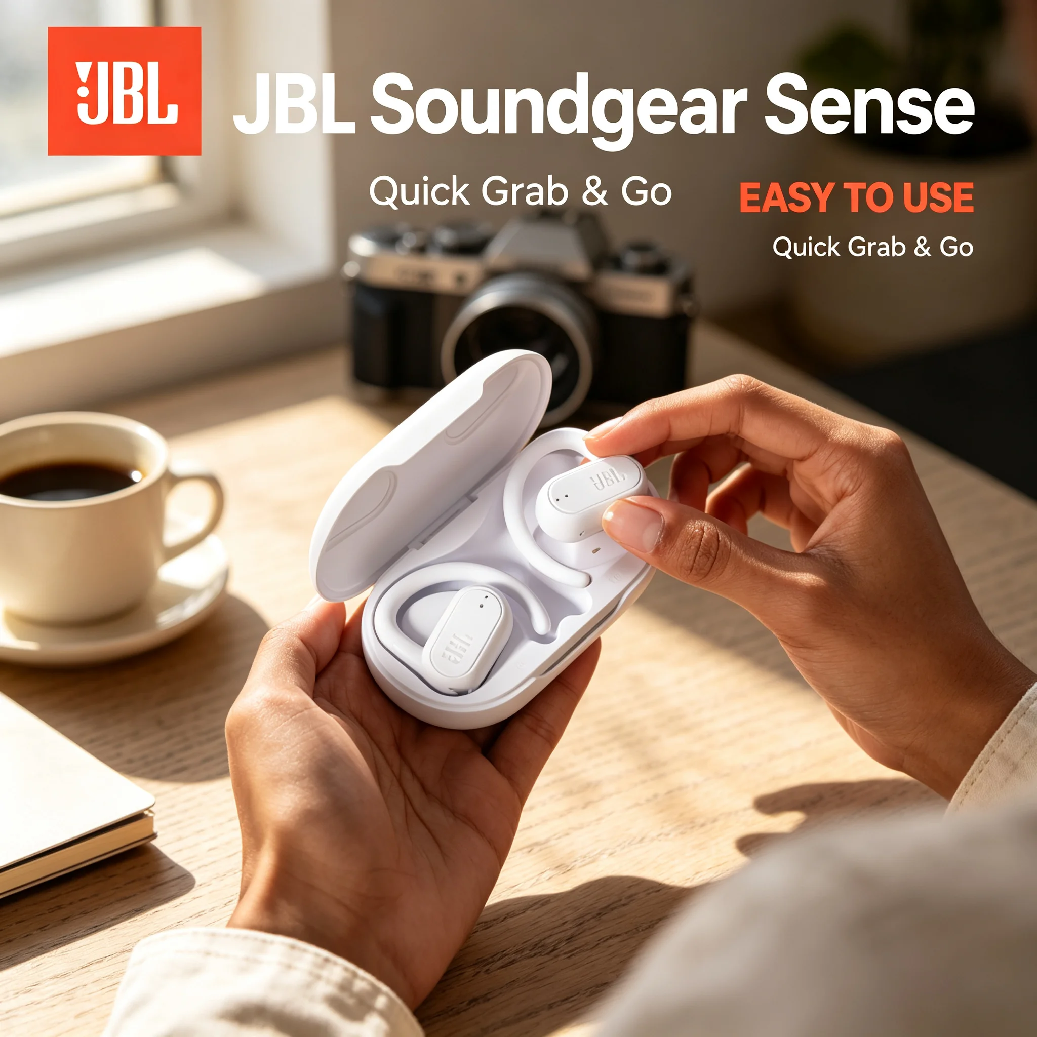 JBL Soundgear Sense Open-Ear TWS Earbuds Comfort Non-blocking Ear Canal Deep Bass Stereo Headphones Cycling Earphone