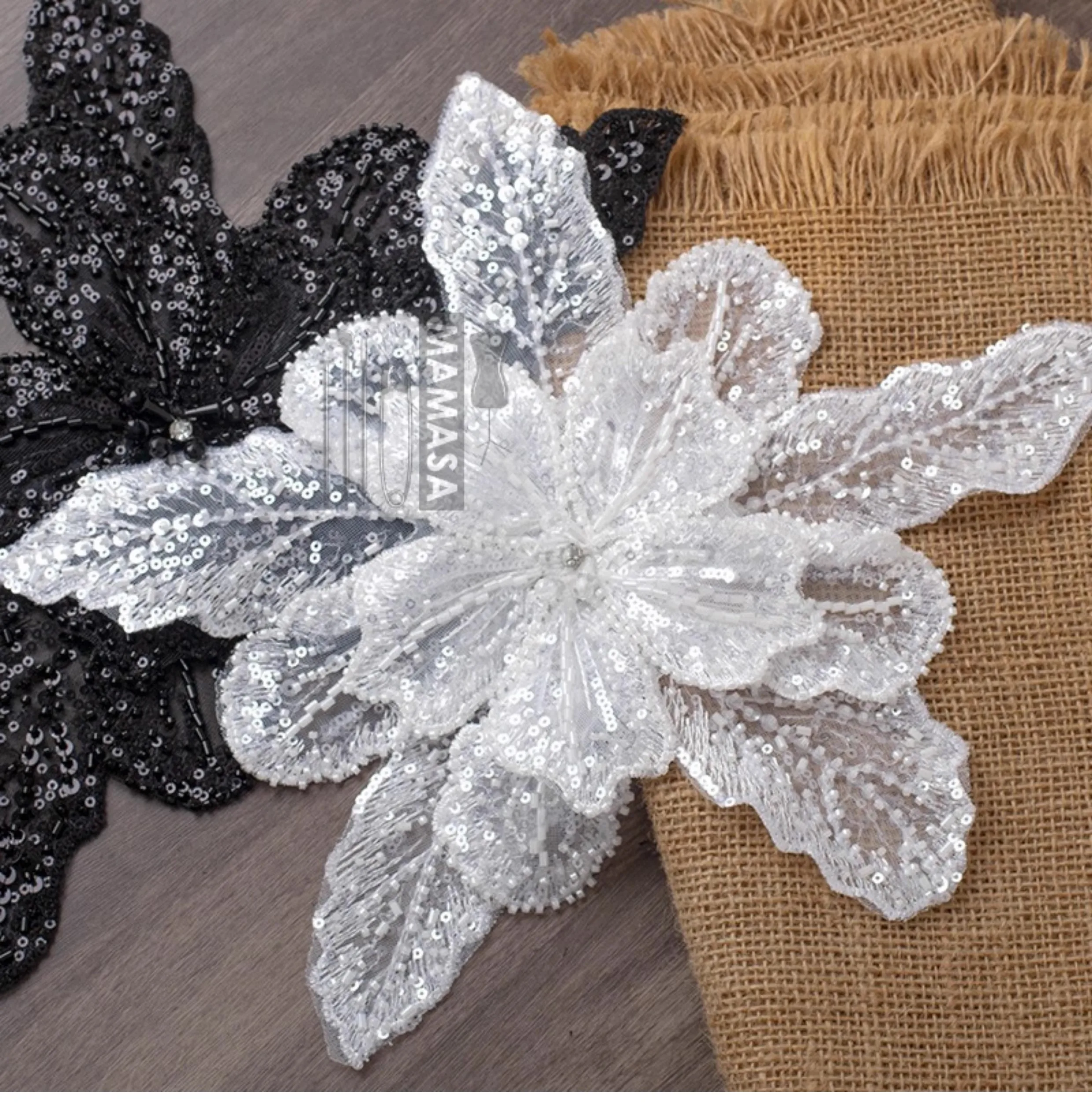 Sequin embroidery Layering large flower corsage original design art Pin suit dress accessories