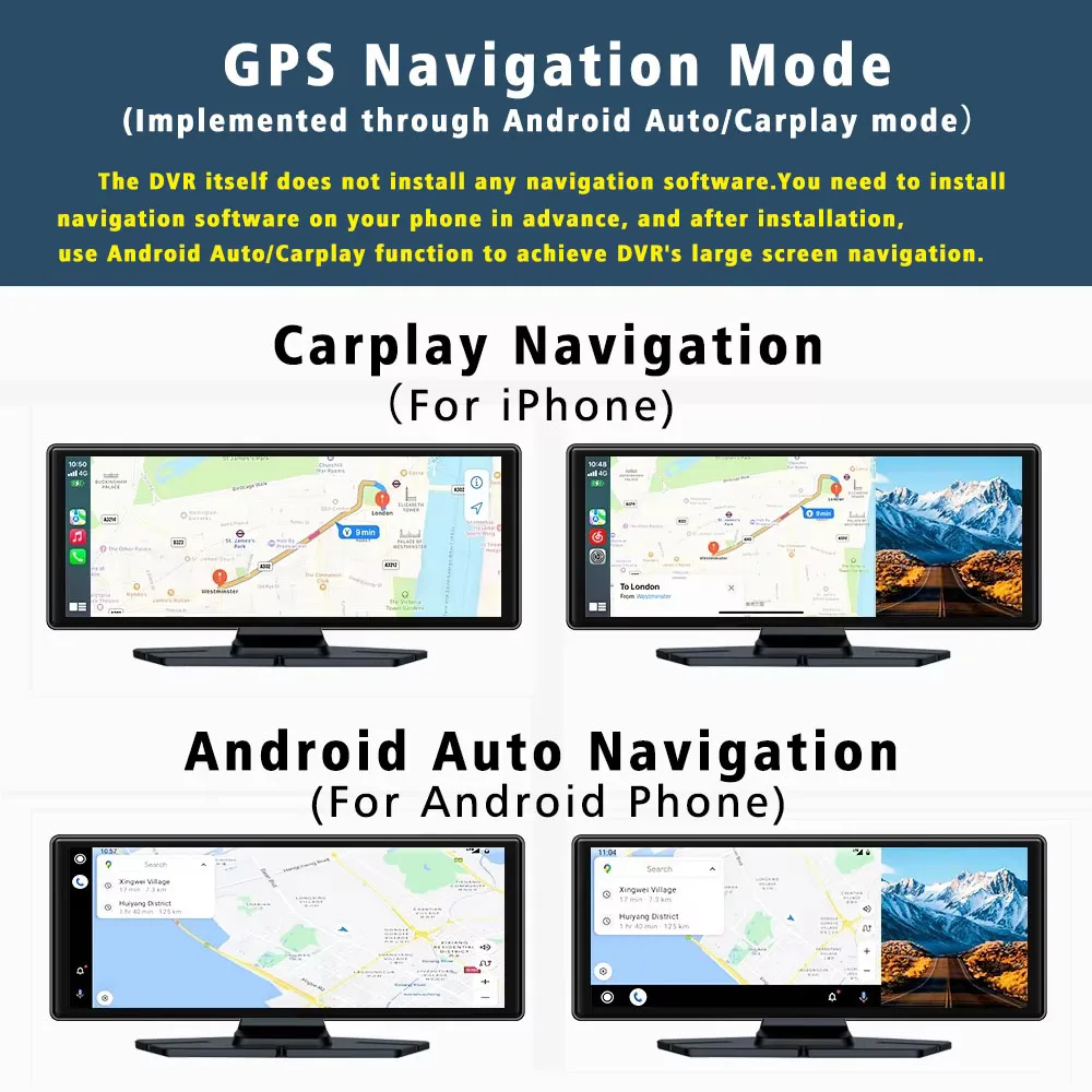 4K 3840*2160P Dash Cam Carplay Android Auto GPS 5G WIFI FM BT Car Dvr Dual Lens Black Box Dashcam Truck Camera Drive Recorder view 6