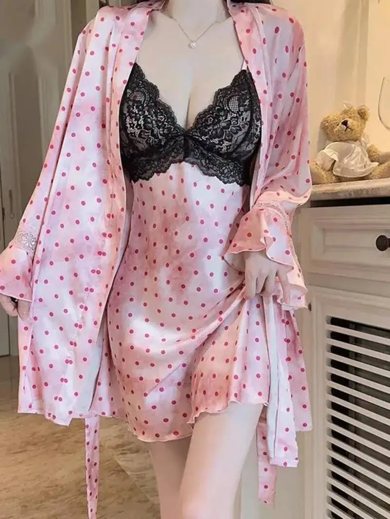 Gorący biustonosz z głębokim dekoltem w serek, wyściełany, koronkowy, seksowny satynowy szlafrok, piękna sukienka bez pleców z głębokim dekoltem w serek, na ramiączkach, bez rękawów, urocza 1PMX