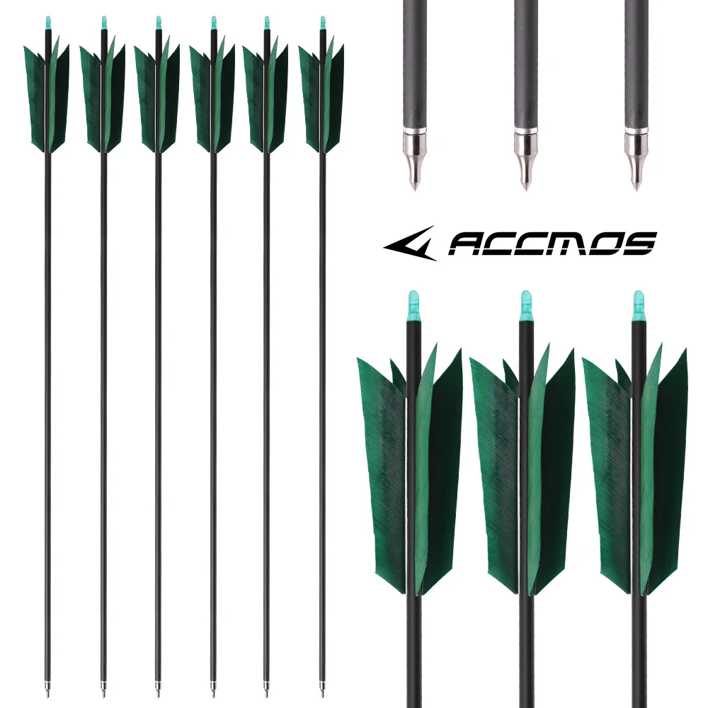

Стрелы ACCMOS 7.8мм, 4 пера, 30 дюймов, из смешанного карбона, с перьями из натурального индейского пера, для блочных и традиционных луков, для охоты, стрельбы по мишеням и тренировок