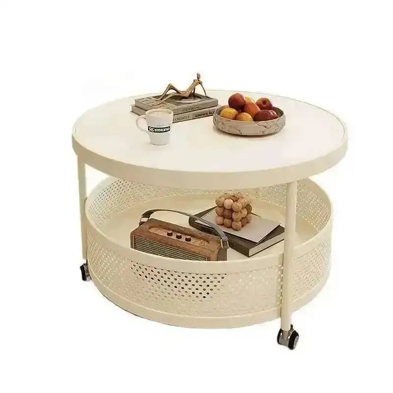 

Nordic Storage Transparent White Glass Modern Side Table Table Industrial Simple Mesa Round Mobile Furniture Coffee Home
