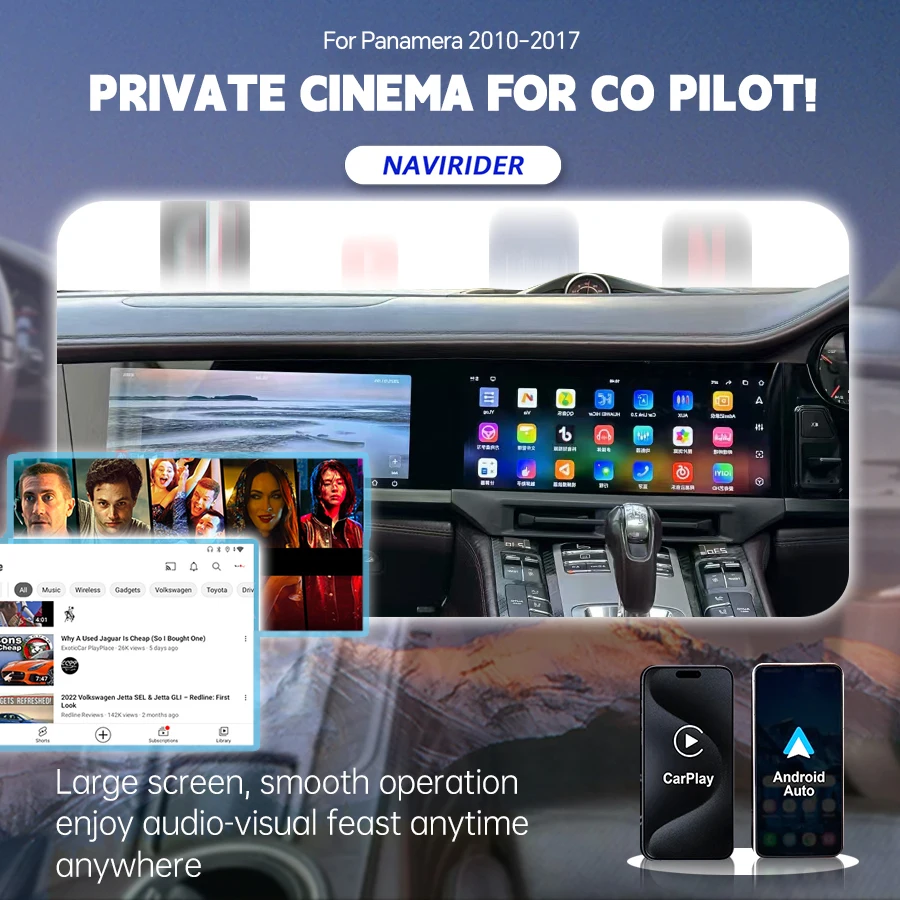 Reproductor de vídeo Multimedia de Radio para coche para Porsche Panamera 2010-2016 GPS Navi Android Carplay 12 + 256GB 12,3 + 12,3 pulgadas pantalla Dual