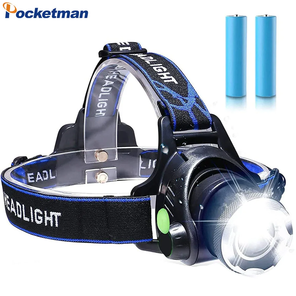 LED Headlamp Pocketman Zoom Headlight 18650 Rechargeable Head Lamp Waterproof Head Torch Super Bright Head Light Head Flashlight