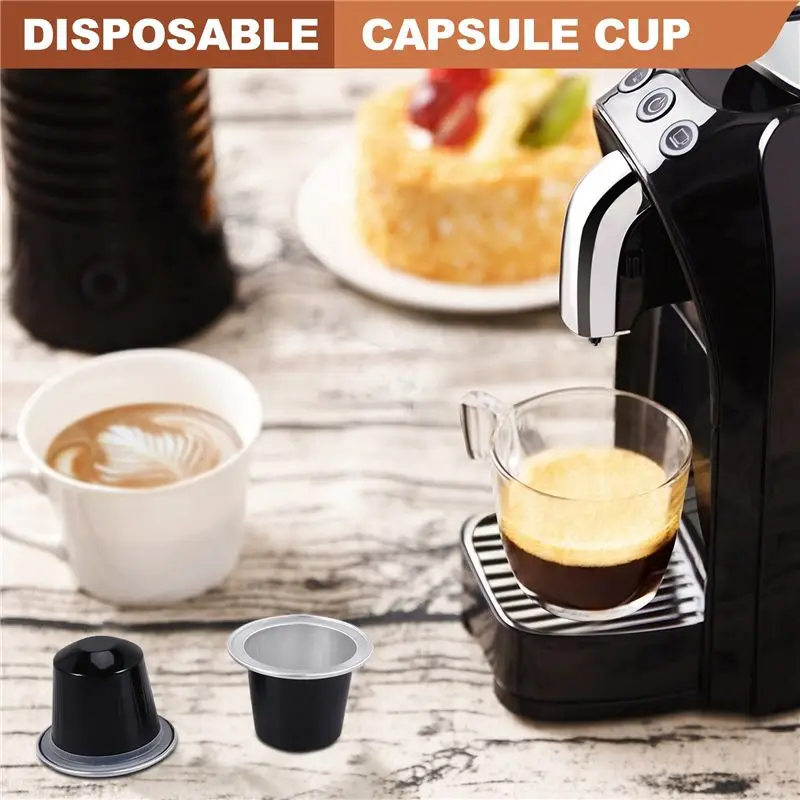 A11E-50Sets Refillable Coffee Capsules Cup Disposable Coffee Capsules Packaging Cafe Supplies For Nespresso Black