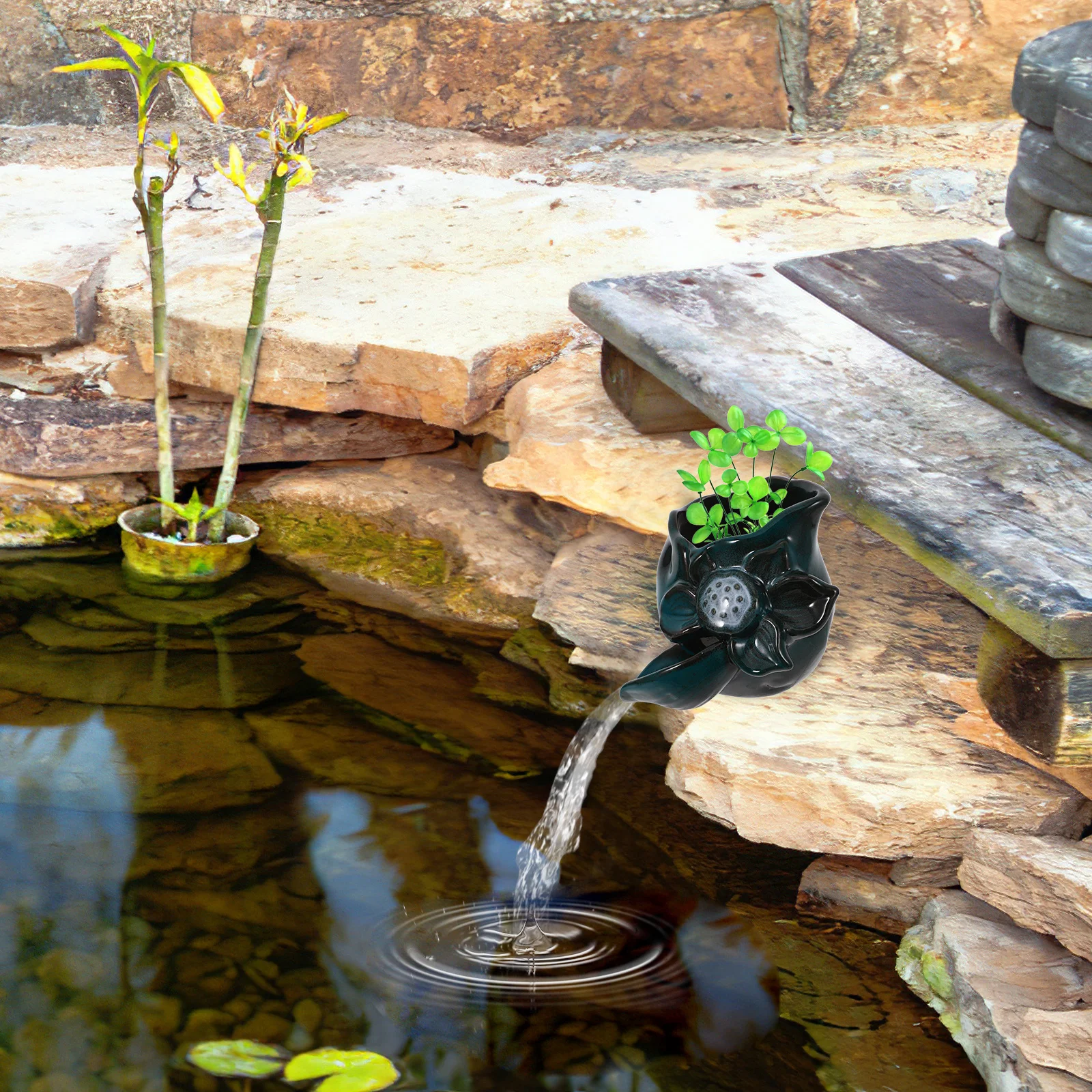 

Ceramic Fountain Replacement Waterfall Spout Decorative Accessory Outdoor Garden Pond Circulating Water Features