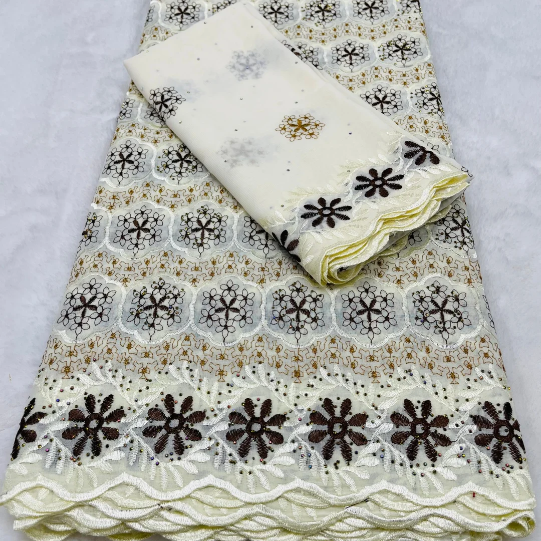 2026 High Quality Swiss Voile Lace African Cotton Materials Embroidered Diy Lace Fabric Nigerian Dress For Wedding 5+2 yards/lot