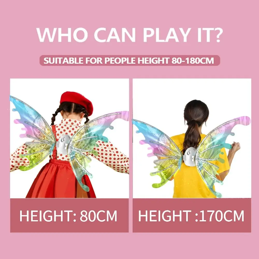 Glowing Shiny Butterfly Electric Wings Back Decoration with Music Lights Moving Elf Wing Luminous Dress Up Lights Fairy Wings