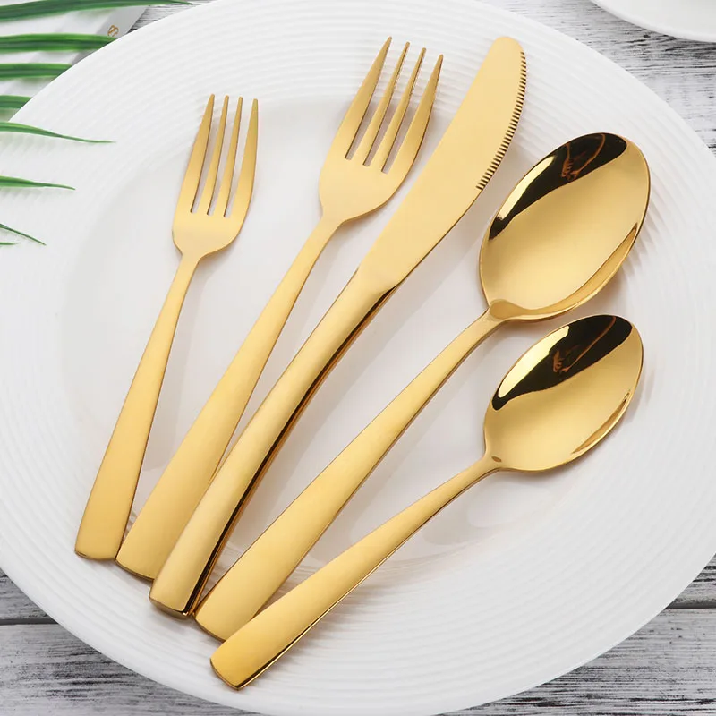 5/20Pcs Rainbow Dinner Set Wedding Travel Cutlery Set Stainless Steel Colorful Dinner Knife Fork Scoop Rainbow Dinnerware Set