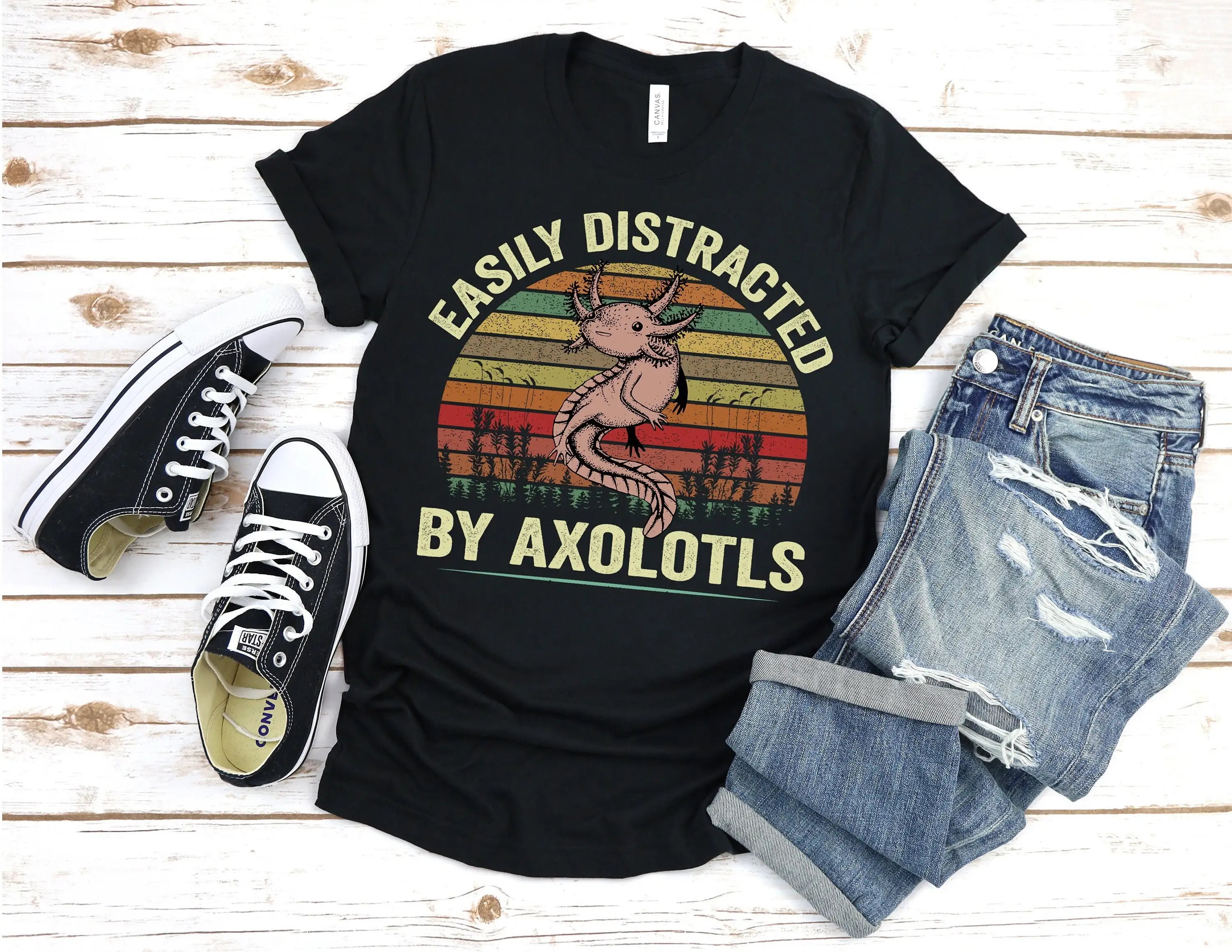 Easily Distracted By Axolotls T Shirt Axolotl Mexican Walking Fish Salamander