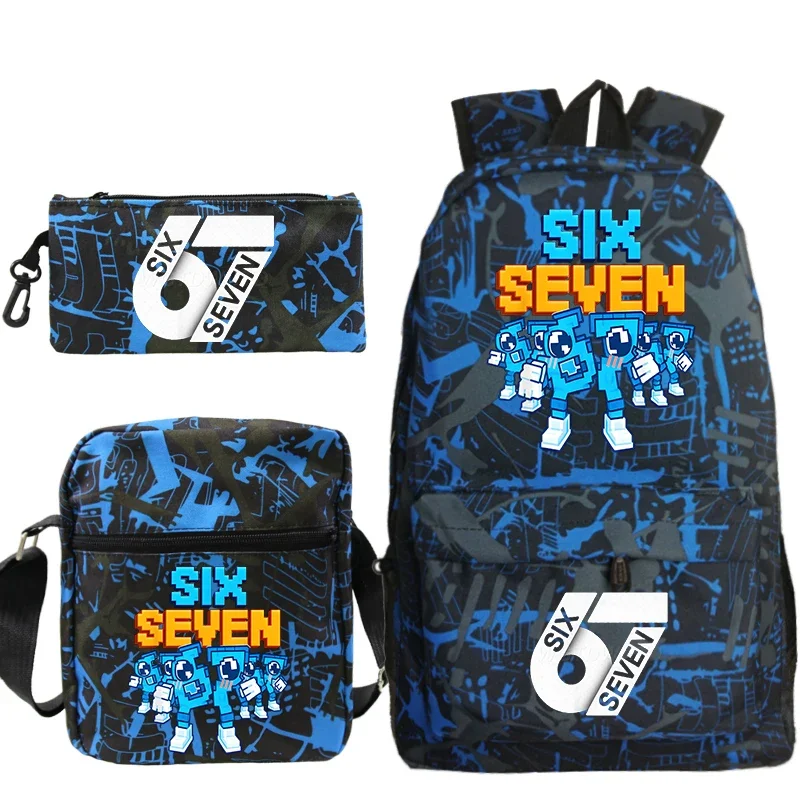 New 3pcs 67 Six Seven Backpack Simple Style Lightweight Boys Girls School Bags Capacity Laptop Backpack Women Men Travel Mochila