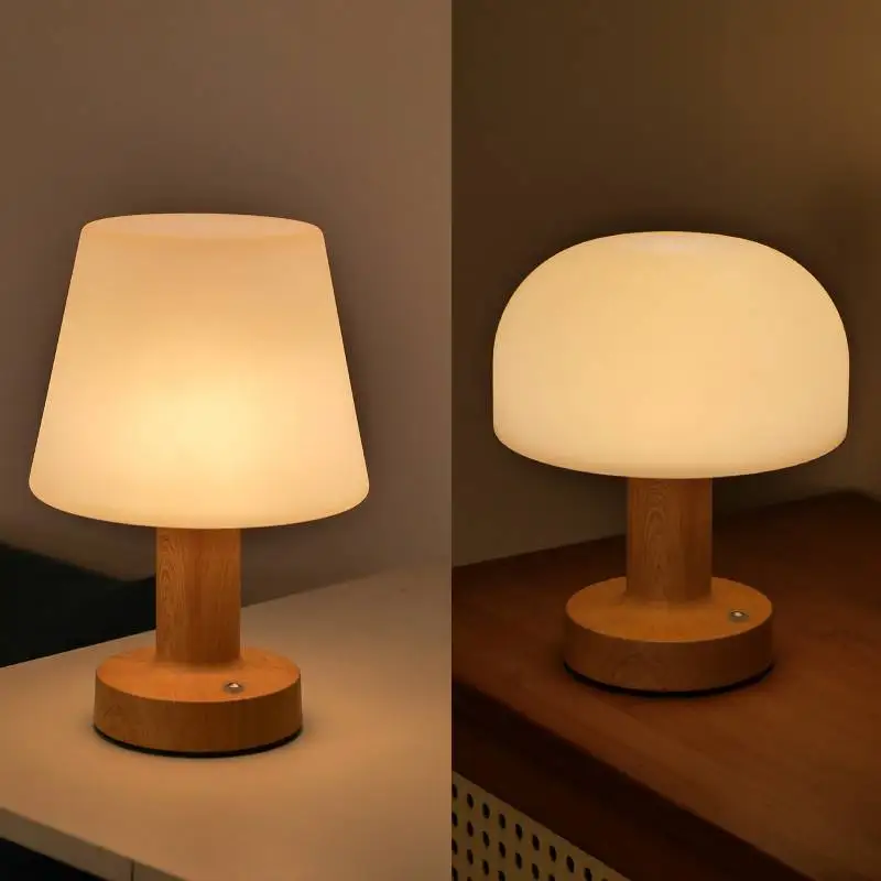 Modern Mushroom LED Table Lamp Retro Touch Control Dimming Night Light Retro Atmosphere Lantern for Home Decor USB Rechargeable
