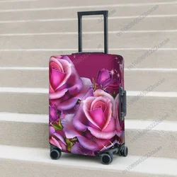 Pink Roses Printed Suitcase Cover Floral Plant 3D Cruise Trip Protector Flight Practical Luggage Case