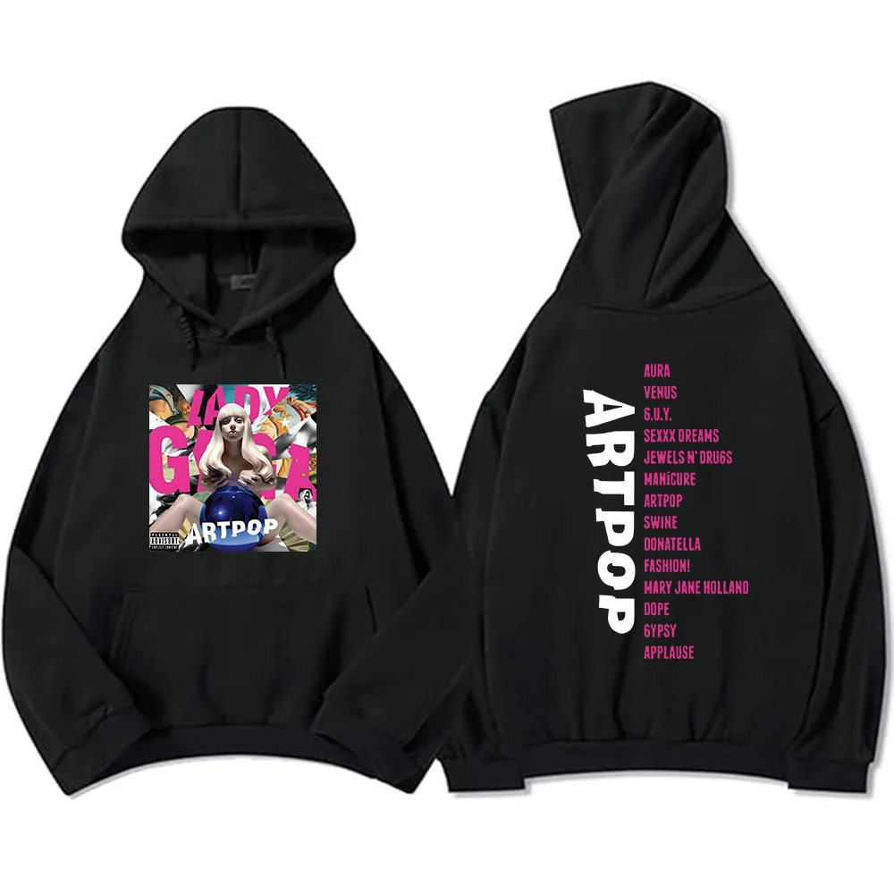 ARTPOP 10 سنوات سيدة غاغا هوديس سوداديراس كم طويل الشتاء بلوزات مريحة الثقيلة المغني العقلية الطباعة هوديي لينة #1