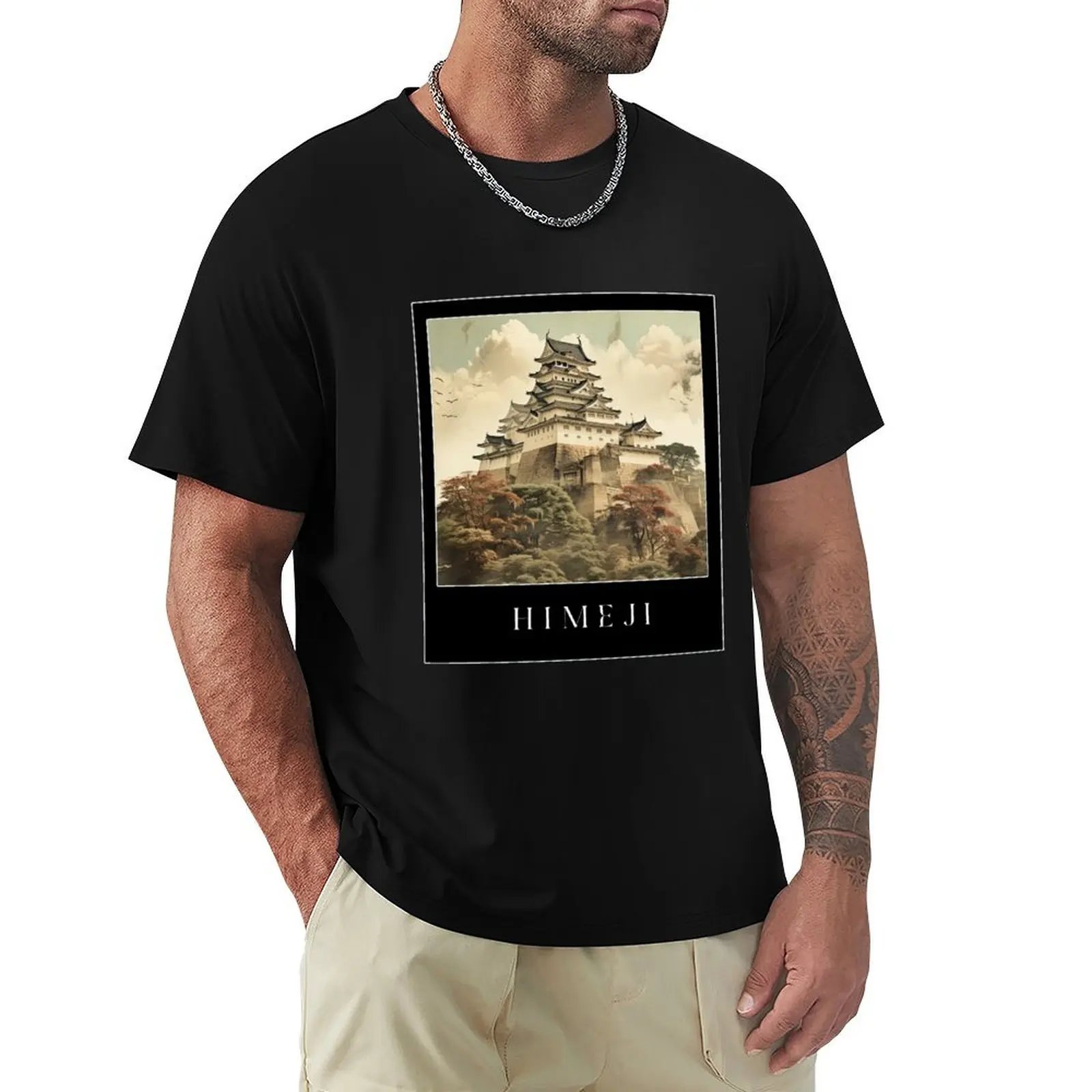 Himeji castle T-Shirt Basic Solid Color Short Sleeve Cotton Top