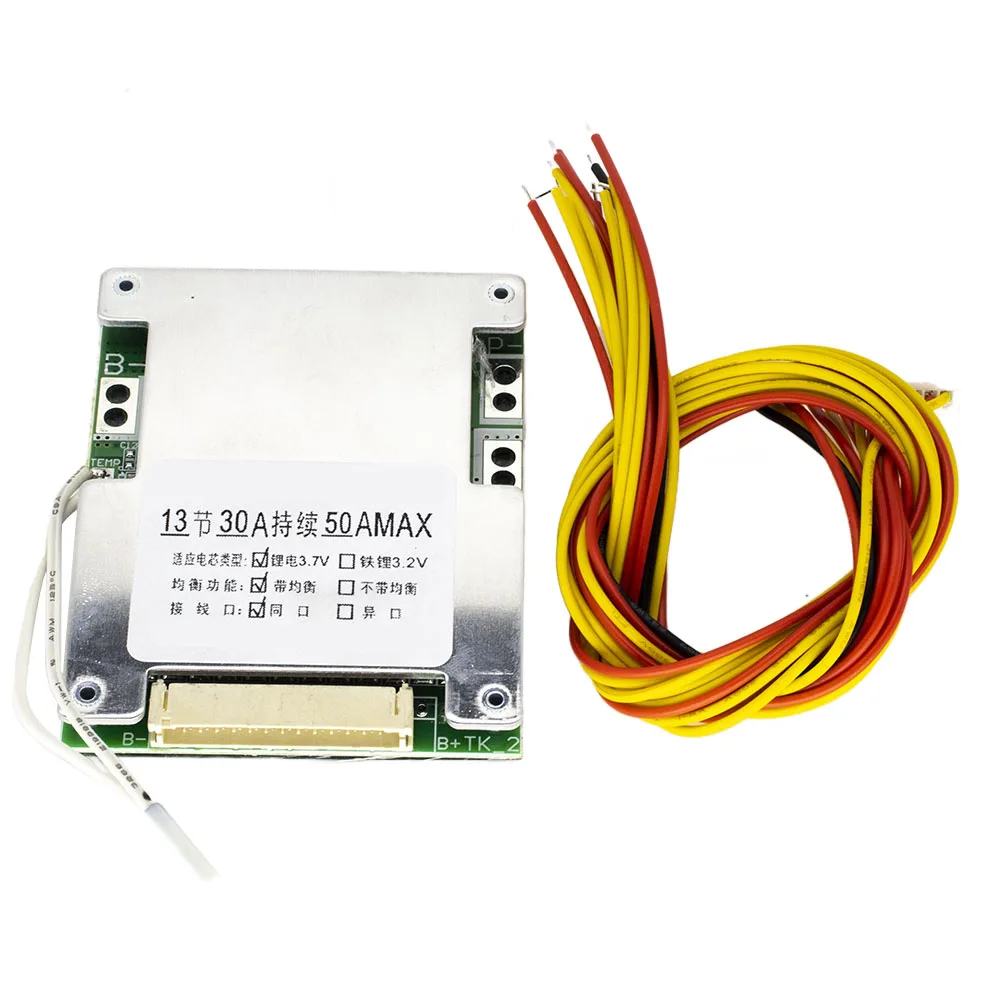 BMS 13S 48V 50A Li-ion Lithium Battery Protection Board Battery Cell Packs Equalizer Balancer Charge Board for Electric Car