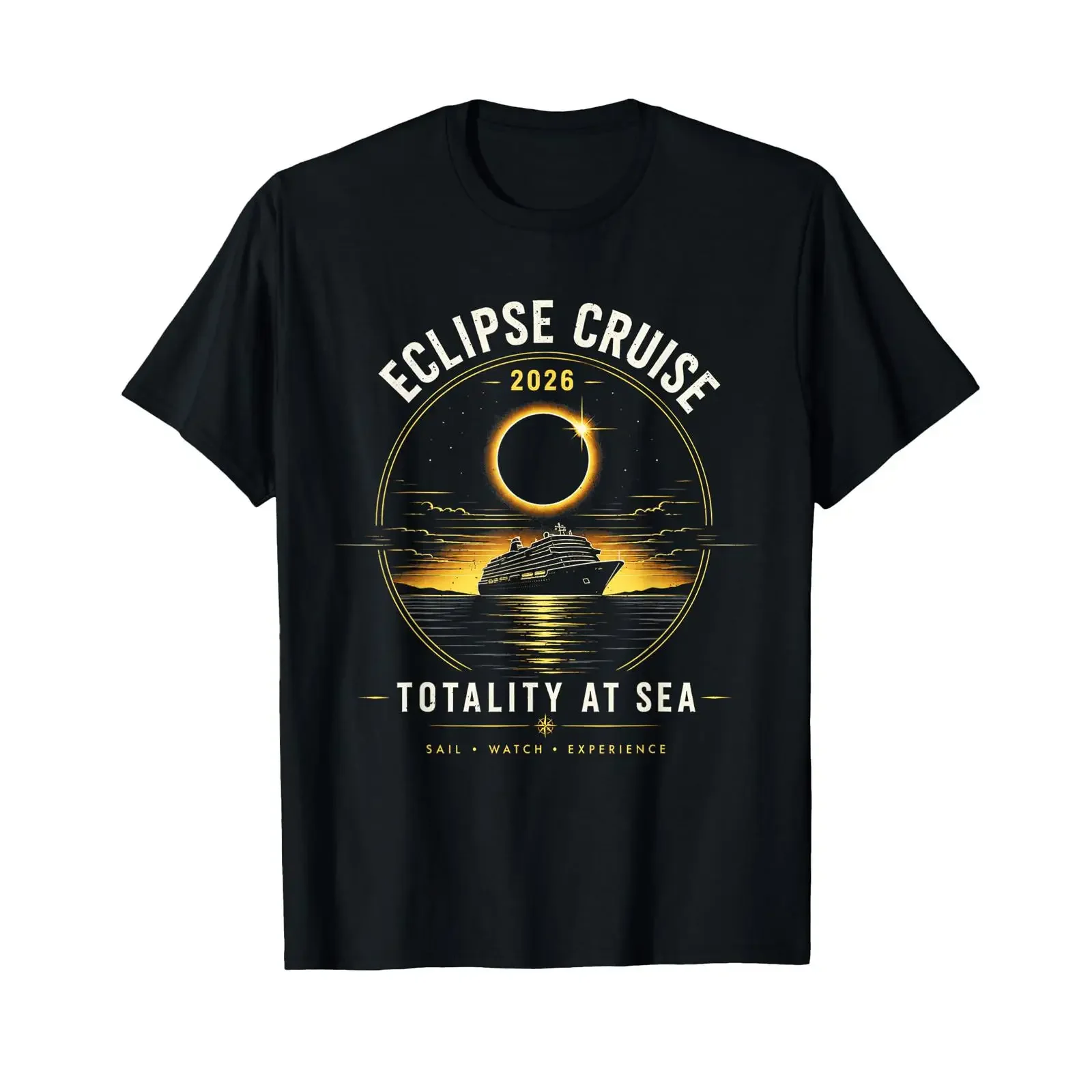 Eclipse Cruise 2026 Totality At The Sea T Shirt vintage Washed Unisex Casual designer clothes graphic fashion homme Slightly