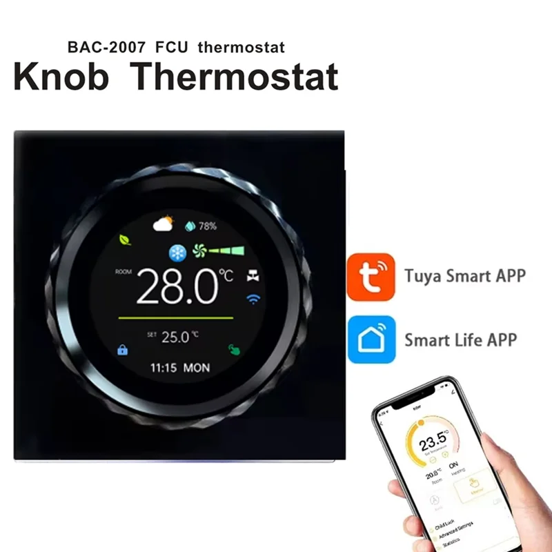 A73E-Tuya Wifi مقبض ذكي ترموستات BAC-2007 لمكيف الهواء متحكم في درجة الحرارة لتكييف الهواء التدفئة التبريد Wh #4