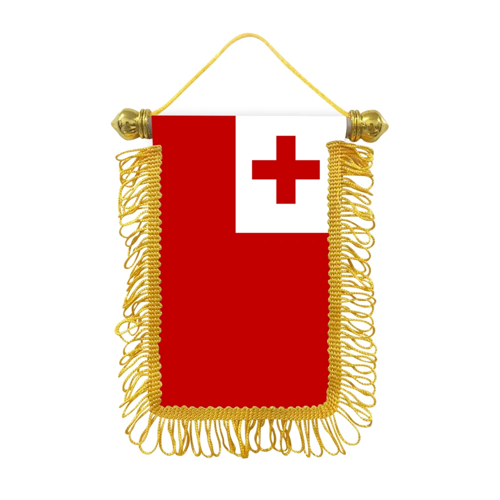 Tonga small hangicng flag 10x15cm triangular flag car decoration hanging flag double-sided pattern with suction cup