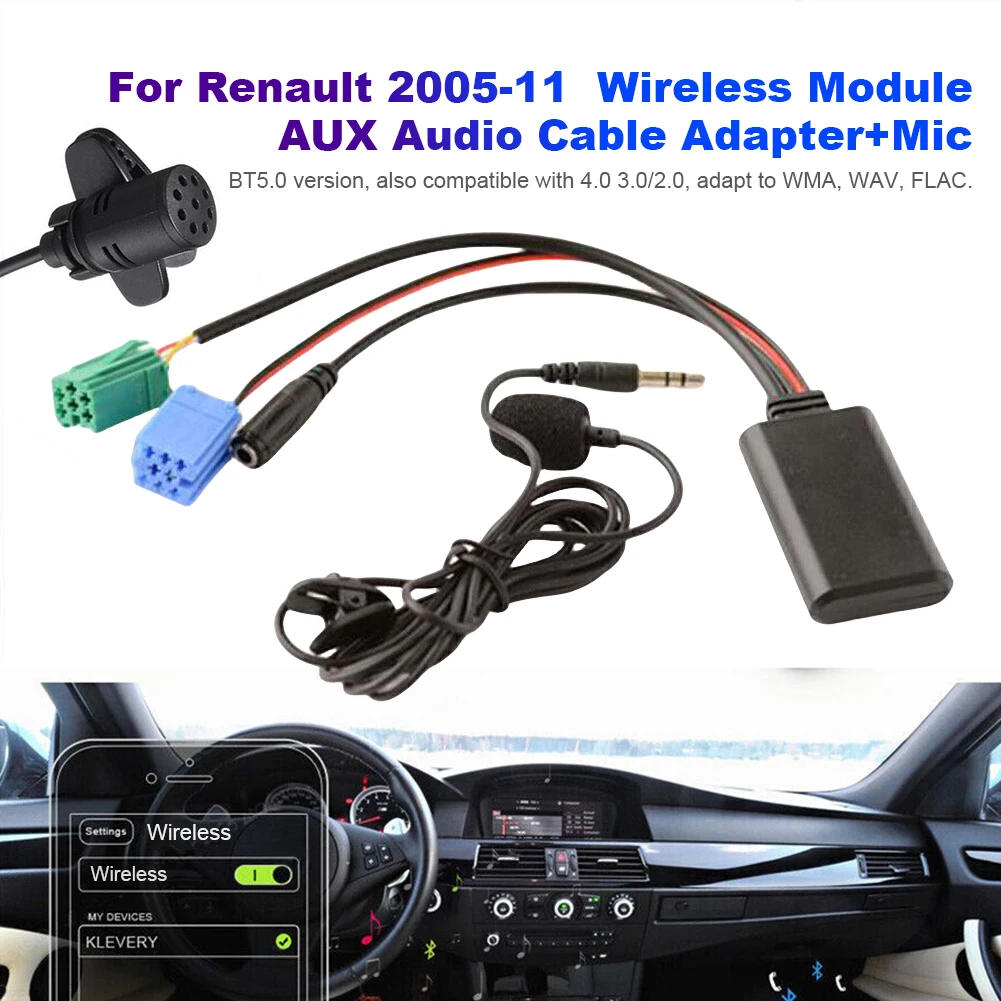 Auto Bluetooth-Kompatibles Modul AUX IN Audio MP3 Musik-Adapter Freisprecheinrichtung Kabelloses Bluetooth-Kompatibles Modul für Renault Laguna
