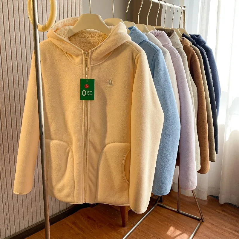 

Утепленная флисовая толстовка, мужская и женская одежда для влюбленных, теплые толстовки, топы, осень-зима, двусторонние бархатные спортивные пальто на открытом воздухе
