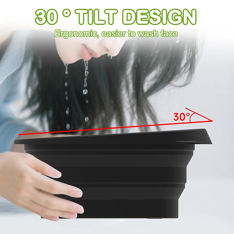 Cuenco cuadrado plegable de silicona para baño de hielo facial y rutina para el cuidado de la piel en el hogar, cuenco portátil para inmersión facial para mujeres y niñas