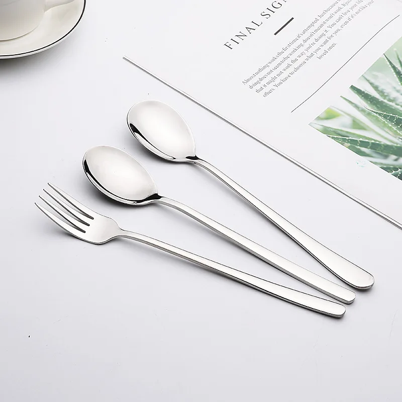 

304 Stainless Steel Tableware, Korean Style Spoon Fork, Adult Deepening Soup Spoon, Ramen Fork, Mirror Bright Ruyi Spoon Fork