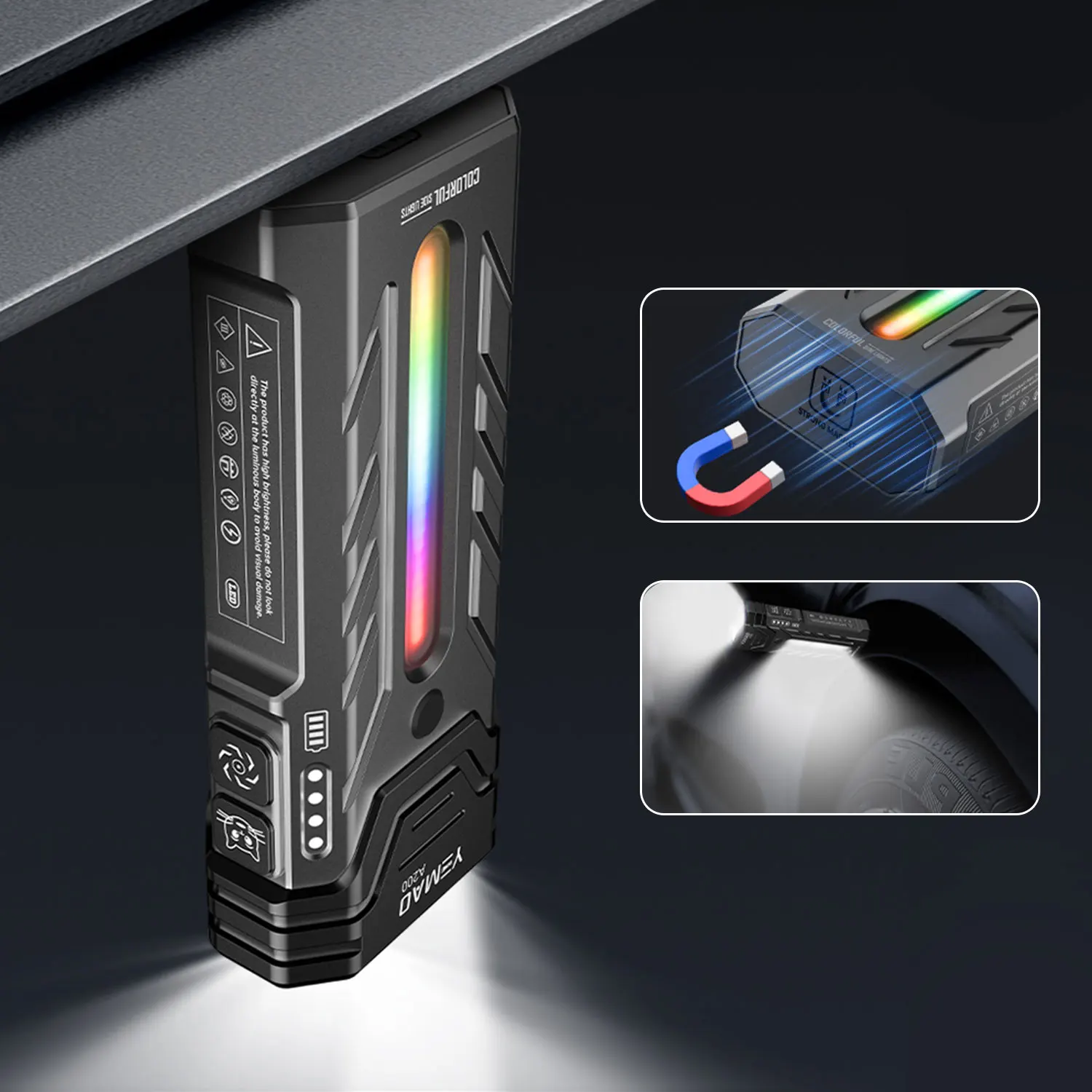 مصباح يدوي LED محمول خارجي 5200 لومن RGB LED للتخييم مع شعلة مغناطيسية، مثالي للمشي لمسافات طويلة ومغامرات التخييم #5