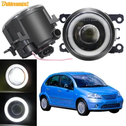 2 X 30W H11 Car External Fog Light with Angel Eye DRL LED COB Fog Daytime Running Lamp For Citroen C3 FC_ Hatchback 2005-2010