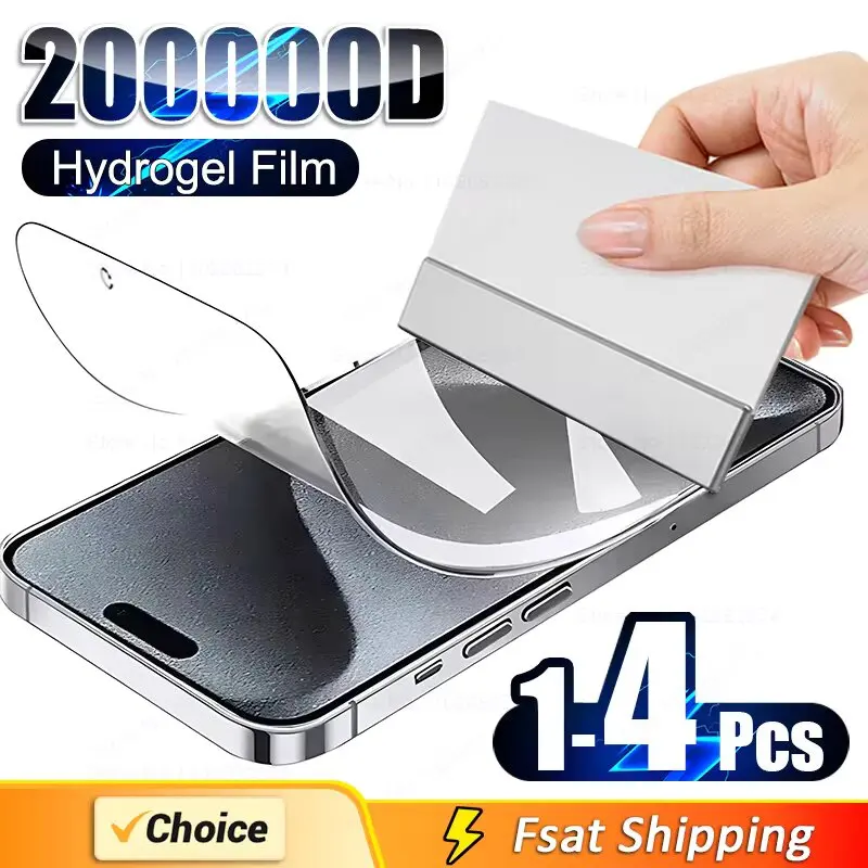 

1-4Pcs HD Full Cover Hydrogel Film For IPhone 13 Pro Max 11 12 14 15 16 Plus IPhone XR X XS 7 8 SE Screen Protectors Not Glass