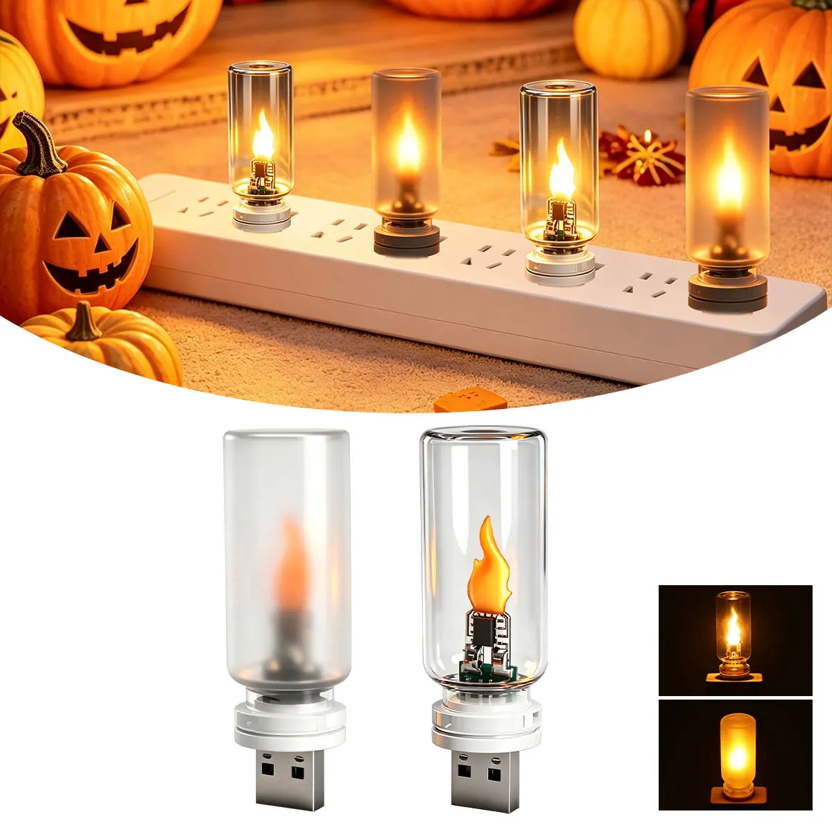 Car Interior Decoration Light Car Ambient Lamp Night Light Dynamic Flame Light Flash Mood Lighting Decoration 5V USB