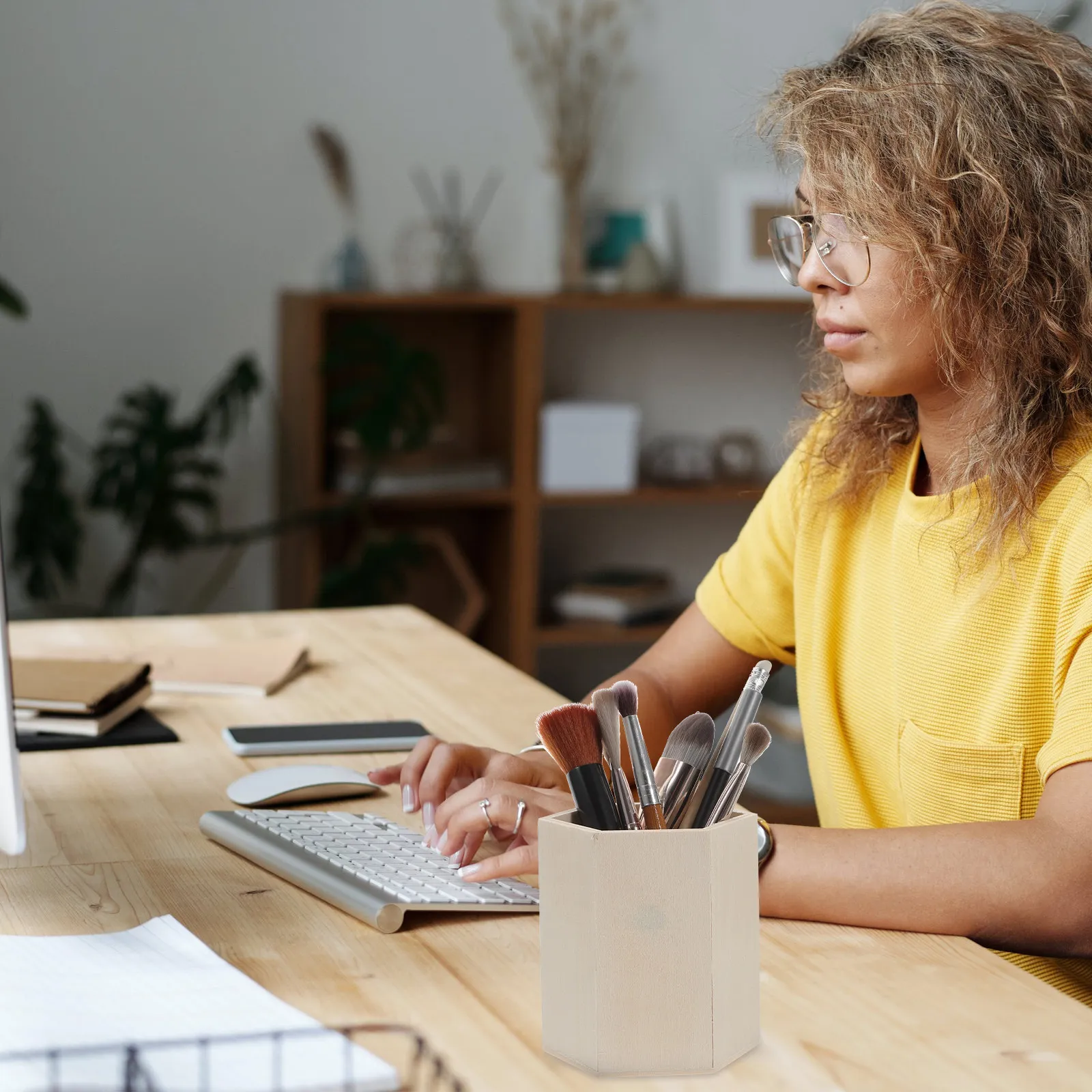 

Набор из 3-х деревянных подставок для ручек и карандашей, органайзер для рабочего стола, контейнер для кистей для макияжа, стакан для хранения канцелярских принадлежностей для упорядоченной рабочей зоны