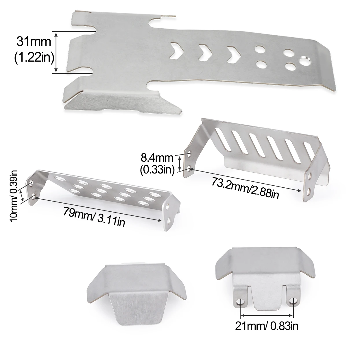 Armatura del telaio della piastra paramotore della protezione dell'asse in acciaio inossidabile per 1/10 RC Crawler, parti di aggiornamento per Vanquish VS4-10 Phoenix Model Car