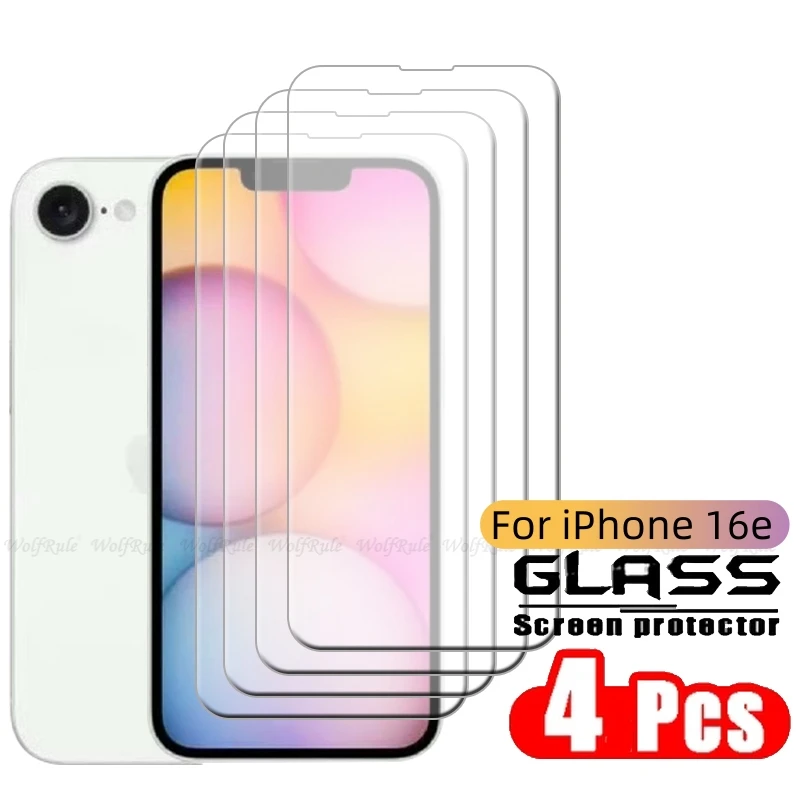 

4Pcs For iPhone 16e Glass iPhone 16e Tempered Glass Transparent Clear Protective Cover HD 9H Phone Screen Protector iPhone 16e