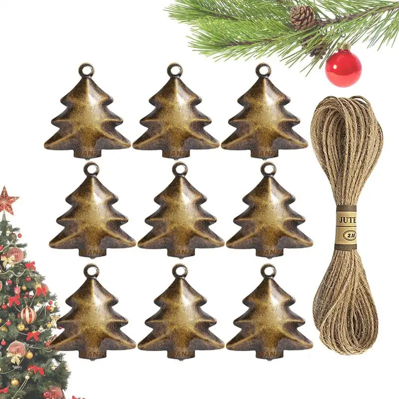 Metal Christmas Bells Metal Christmas Tree Shaped Bells Dangling Holiday Decor Cute Cow Bells For Wedding Christmas tree