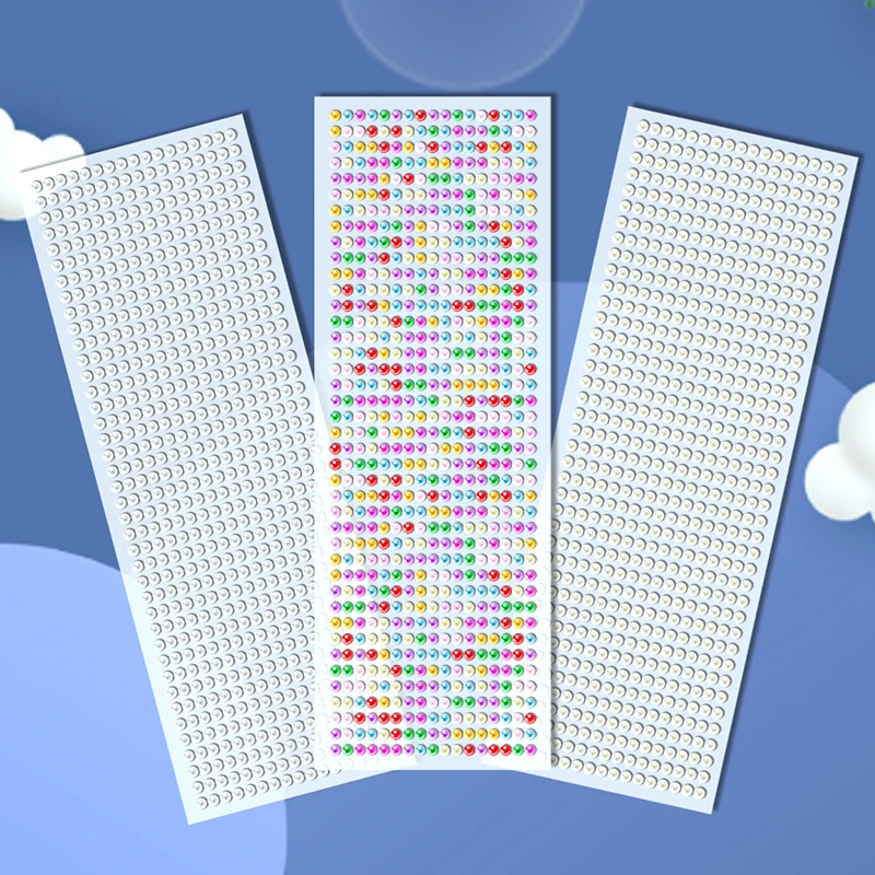 4PCS Pearl Sticker 3mm/4mm/5mm/6mm White/Beige/Color Pearl Sticker Decor Rhinestones DIY Charm Clothes Nails Home Accessories