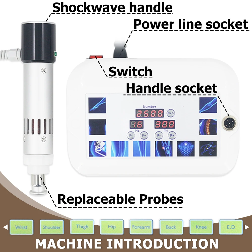 300MJ Shockwave Therapy Machine For Effective ED Treatment And Pain Relief Body Massage Shock Wave Instrument 7 Heads