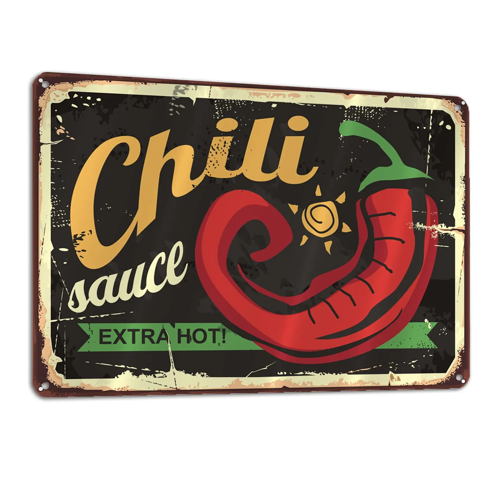 Letrero de chapa de Losiker Chili, tarjetas de metal para decoración de pared del hogar con salsa de chile, 12.0 x 8.0 in