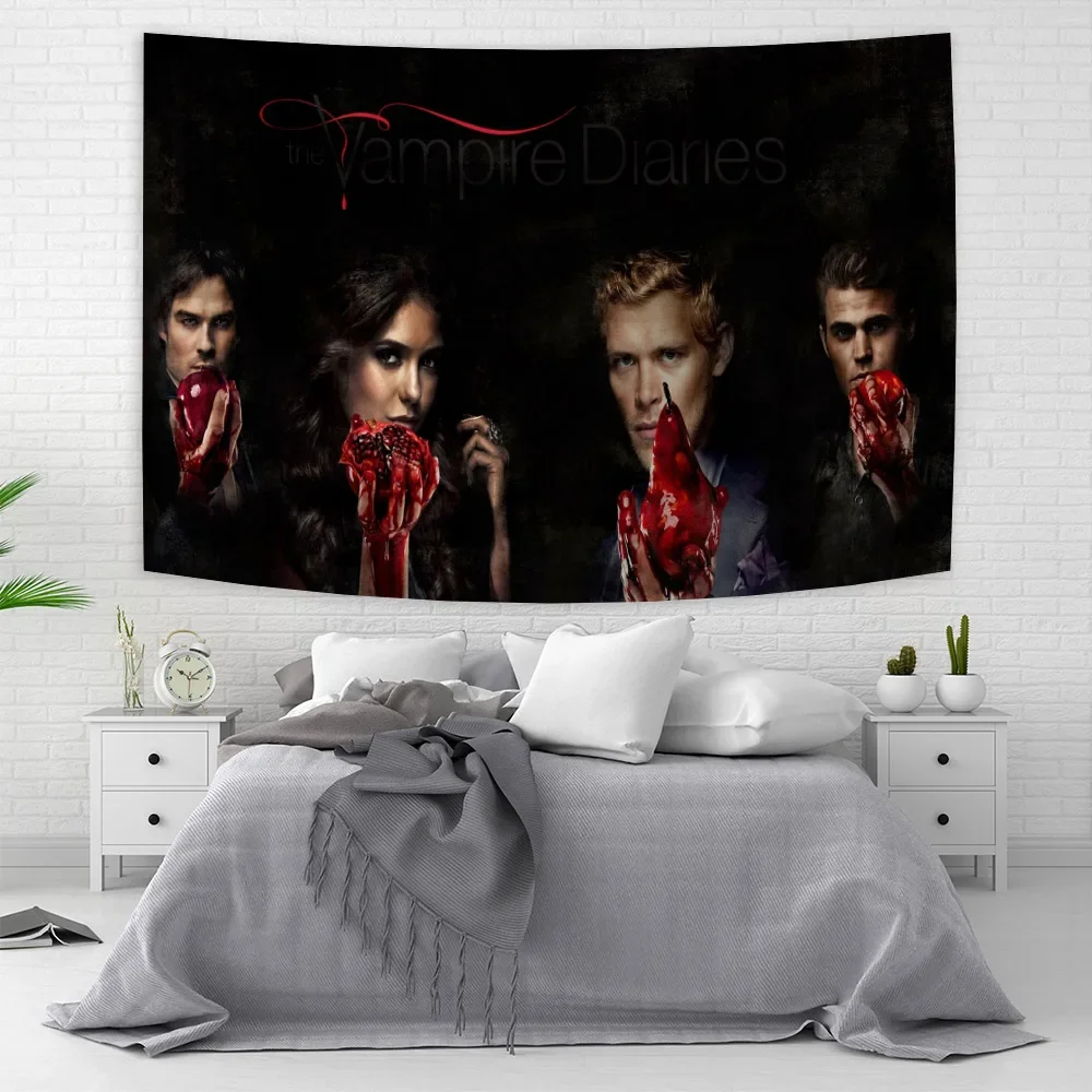 

Ian Somerhalder American Flag Vampire Diaries Damon Salvatorea Tapestrys Aesthetic Bedroom Tapestry House Decoration