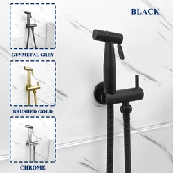 Brushed Gold Black Chrome Grey Douche Kit Hand Held Bidet Sprayer Wall Mount Toilet Bidet Faucet Shattaf Valve Jet Shower Head