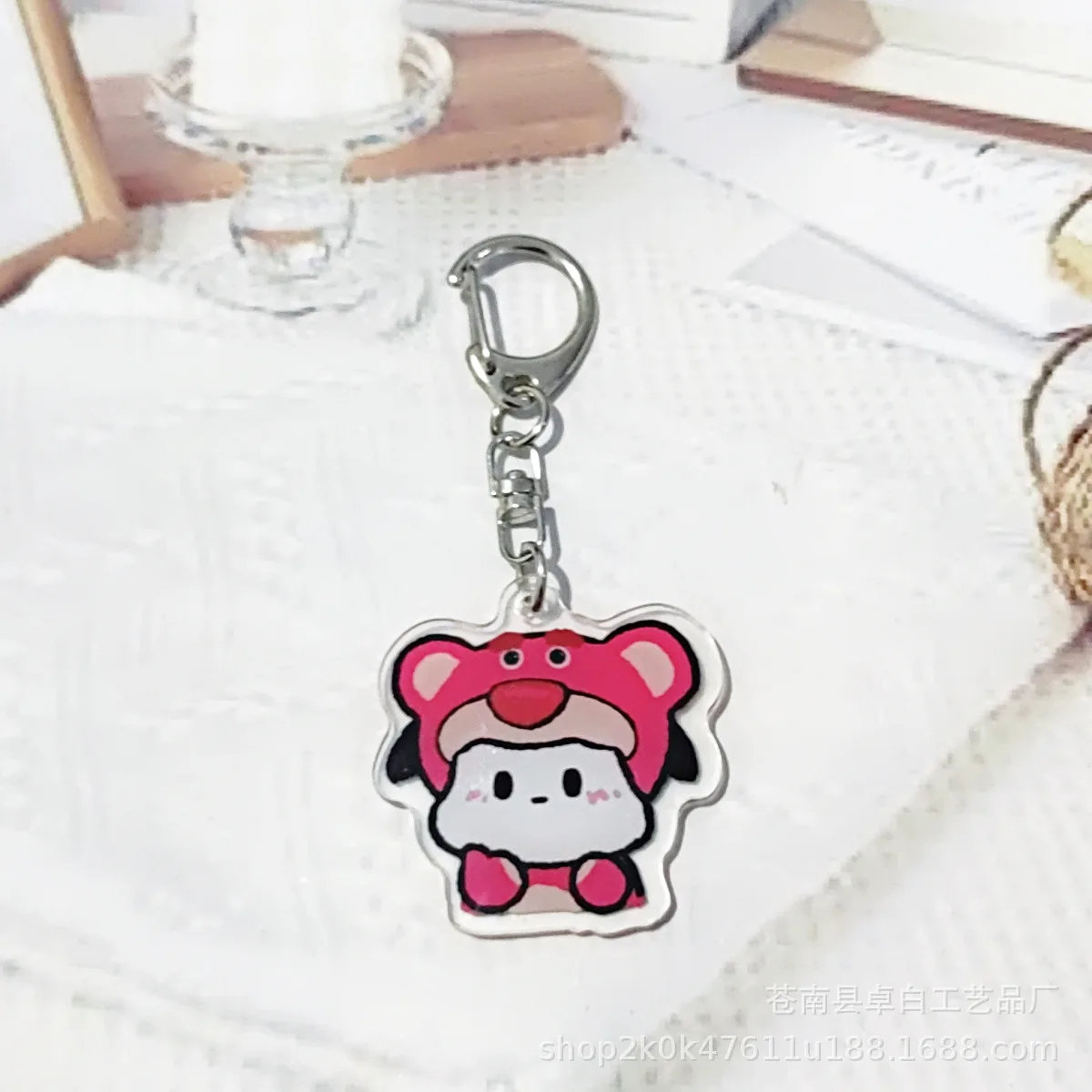 Kawaii Pochacco Keychain Surrounding Cartoon Acrylic Double-Sided Transparent Anime Key Chain Backpack Pendant Accessories Toys