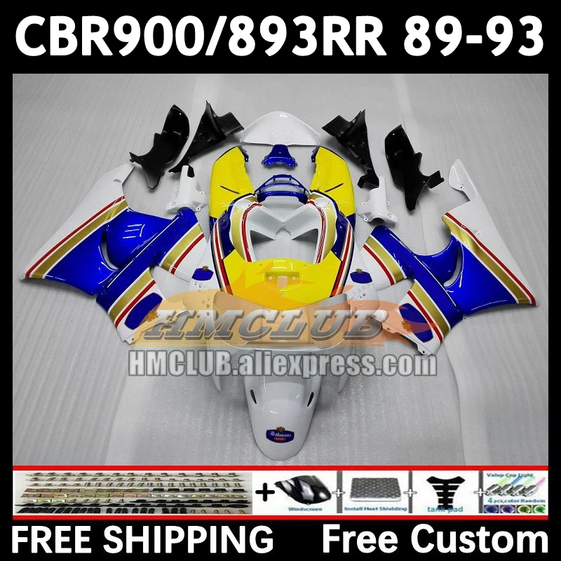 Fairing For HONDA CBR 893RR CBR900RR CBR900 CBR893 RR 71No.9 blue yellow CBR893RR 89 90 91 92 93 1989 1990 1991 1992 1993 Body