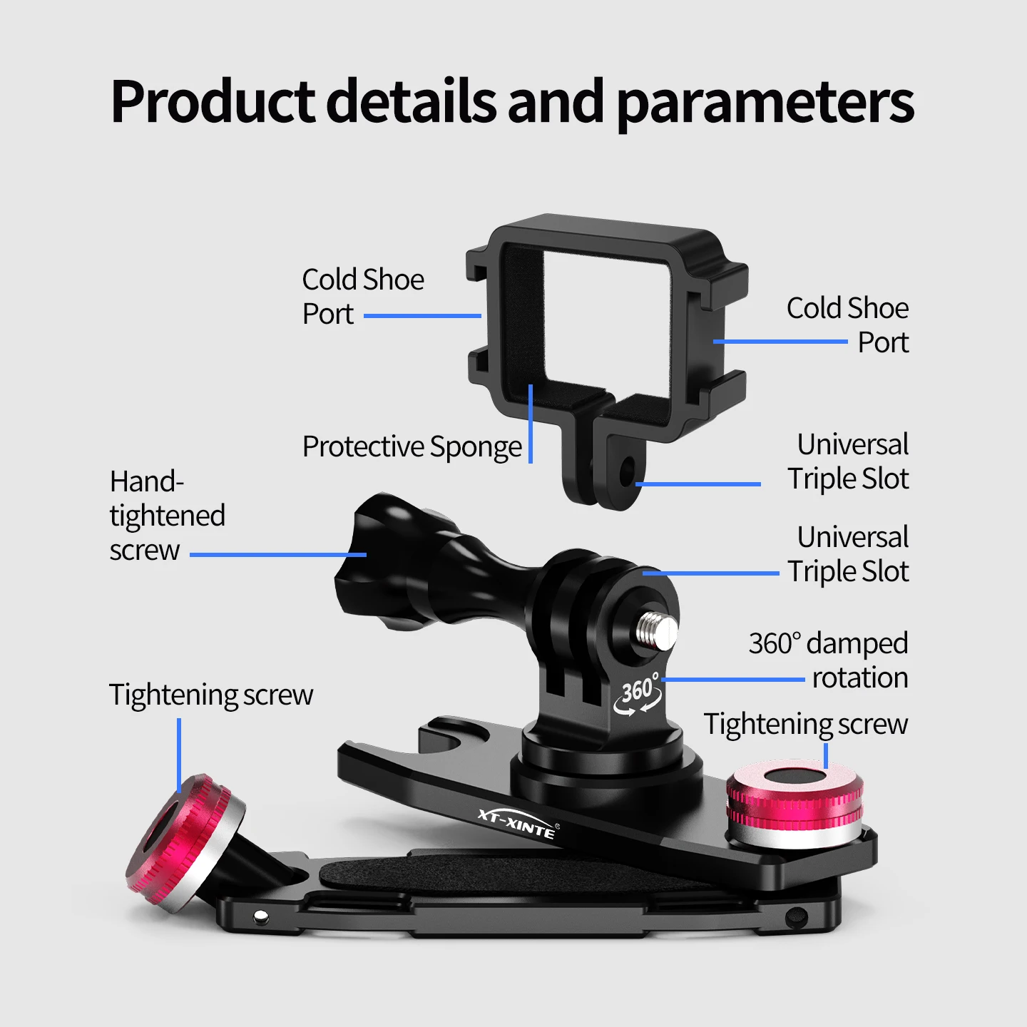 Rucksackgurt-Clip 360 ° Drehbarer Cold-Shoe-Erweiterungsrahmen mit Hutklemme für DJI Osmo Pocket 4 3 Kamera-Zubehör – Detail 19